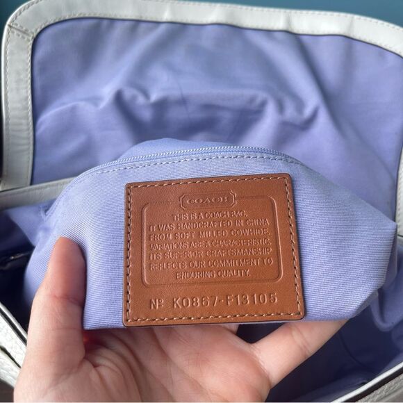 COACH White Brown Y2K Hampton SoHo Flap Baguette Hobo Mini Bag 13105 - Picture 15 of 15